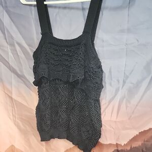 Poof! Black Textured Women's Tank Top